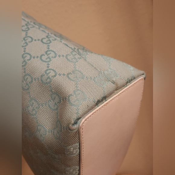 Gucci vintage mini GG canvas Bucket bag, baby blue with matching wallet - Picture 3 of 16